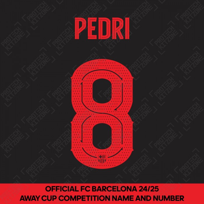 Pedri 8 (Official FC Barcelona 2024/25 Away Name & Numbering - Cup / Play Version) 