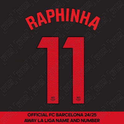 Raphinha 11 (Official FC Barcelona 2024/25 Away Name & Numbering - La Liga Version) 