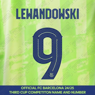 Lewandowski 9 (Official FC Barcelona 2024/25 Third Name & Numbering - Cup / Play Version) 