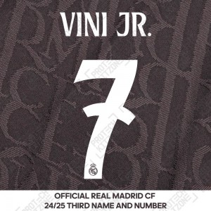 Vini Jr. 7 (Official Real Madrid CF 2024/25 Third Cup Competition Name and Numbering) 