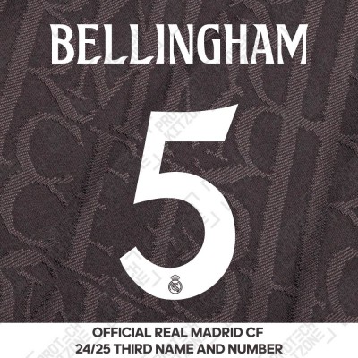 Bellingham 5 (Official Real Madrid CF 2024/25 Third Cup Competition Name and Numbering) 