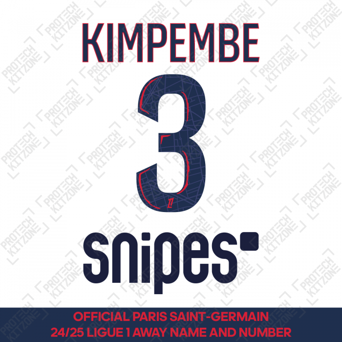 Kimpembe 3 - Official Paris Saint-Germain 2024/25 Away Name and Number (Ligue 1 Version) 