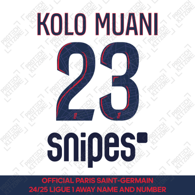 Kolo Muani 23 - Official Paris Saint-Germain 2024/25 Away Name and Number (Ligue 1 Version) 