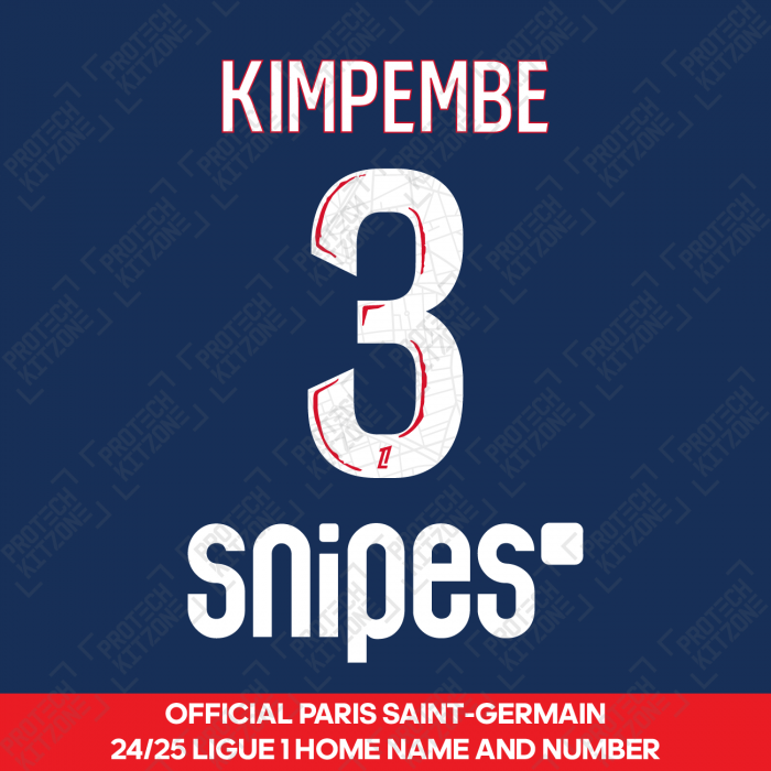 Kimpembe 3 - Official Paris Saint-Germain 2024/25 Home Name and Number (Ligue 1 Version) 