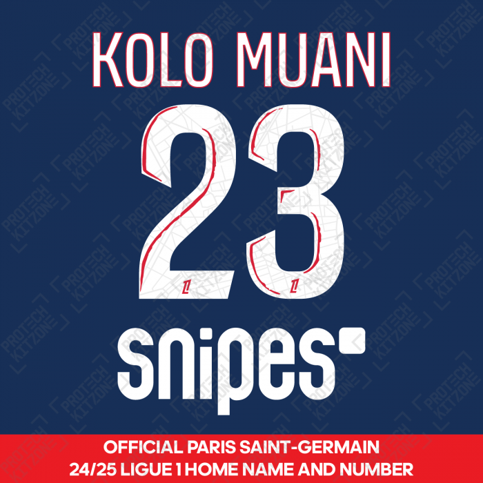 Kolo Muani 23 - Official Paris Saint-Germain 2024/25 Home Name and Number (Ligue 1 Version) 
