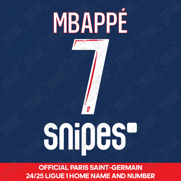 Mbappé 7 - Official Paris Saint-Germain 2024/25 Home Name and Number (Ligue 1 Version) 