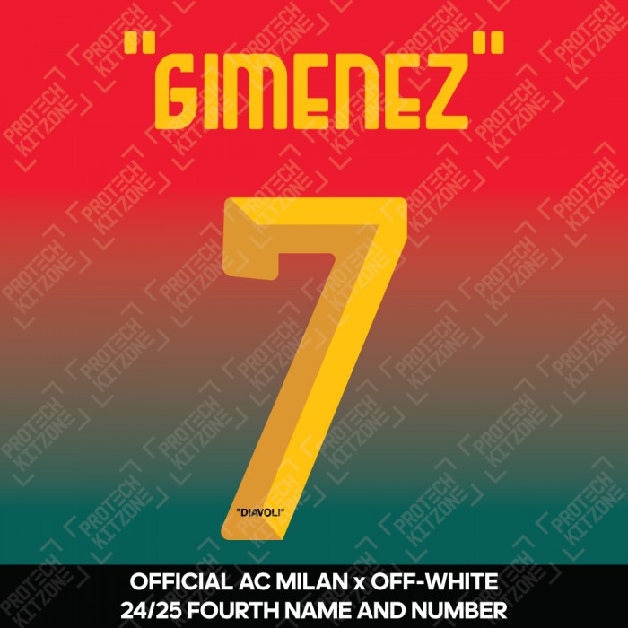"Gimenez" 7 (Official AC Milan x Off-White 2024/25 Fourth Name and Numbering)