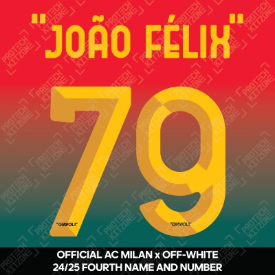 "João Félix" 79 (Official AC Milan x Off-White 2024/25 Fourth Name and Numbering)