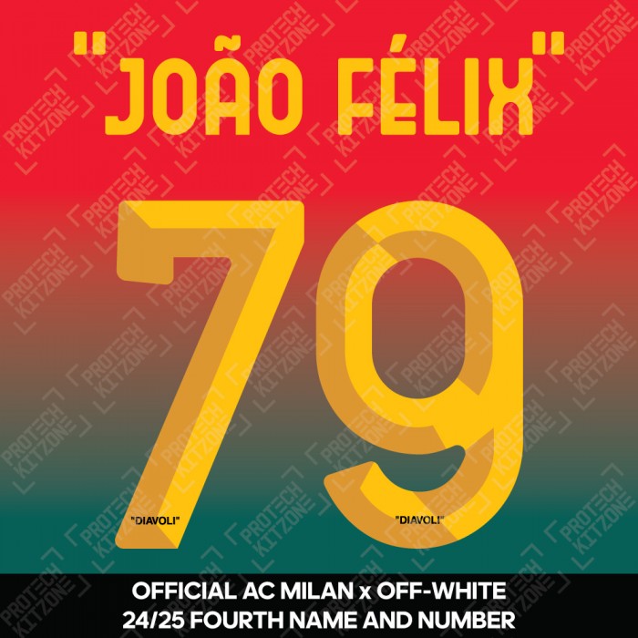"João Félix" 79 (Official AC Milan x Off-White 2024/25 Fourth Name and Numbering)