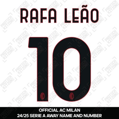 Rafa Leão 10 (Official AC Milan 2024/25 Away Serie A Name and Numbering)