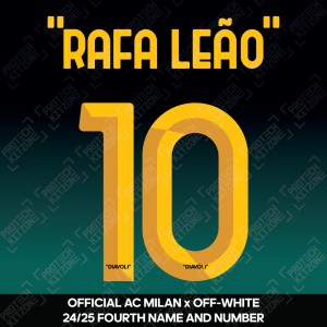 "Rafa Leão" 10 (Official AC Milan x Off-White 2024/25 Fourth Name and Numbering)