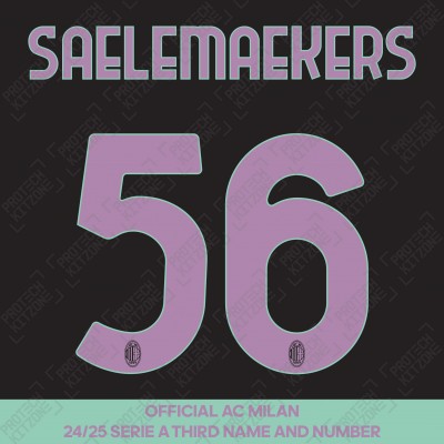 Saelemaekers 56 (Official AC Milan 2024/25 Third Serie A Name and Numbering)