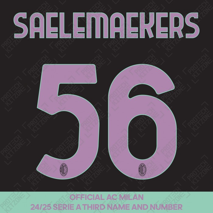 Saelemaekers 56 (Official AC Milan 2024/25 Third Serie A Name and Numbering)