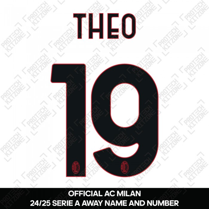 Theo 19 (Official AC Milan 2024/25 Away Serie A Name and Numbering)