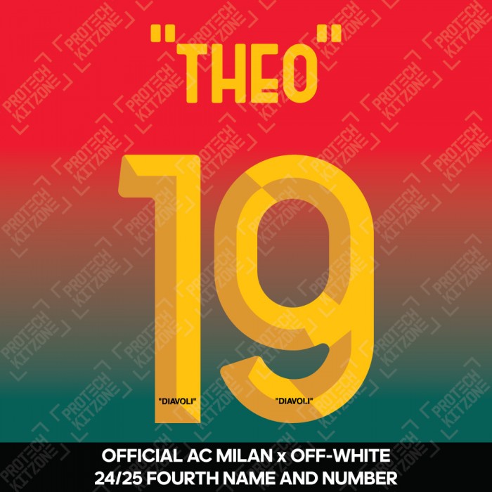 "Theo" 19 (Official AC Milan x Off-White 2024/25 Fourth Name and Numbering)