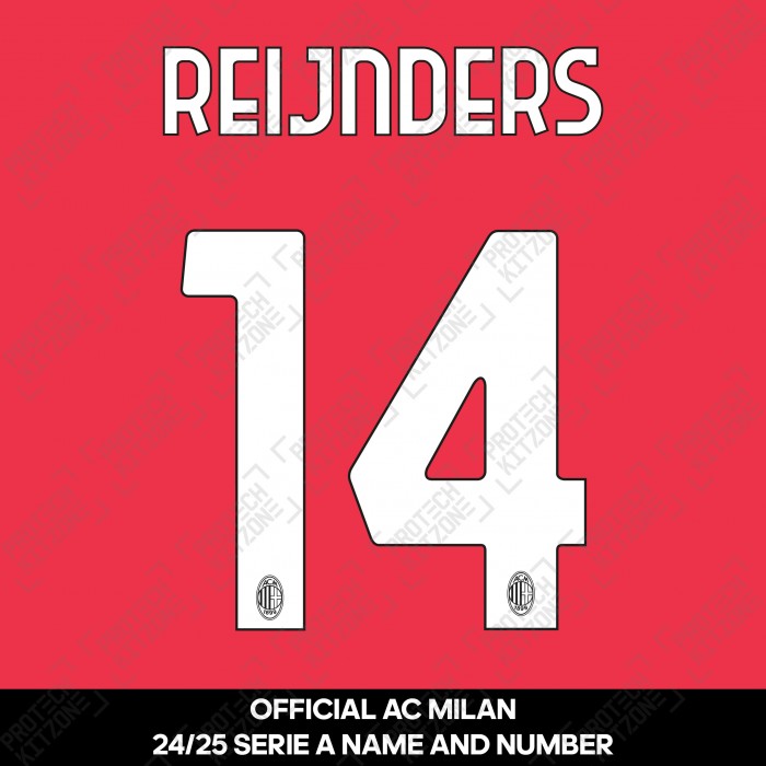 Reijnders 14 (Official AC Milan 2024/25 Home Serie A Name and Numbering)