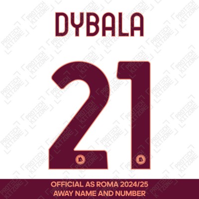 Dybala 21 - (Official AS Roma FC 2024/25 Away Name and Numbering)