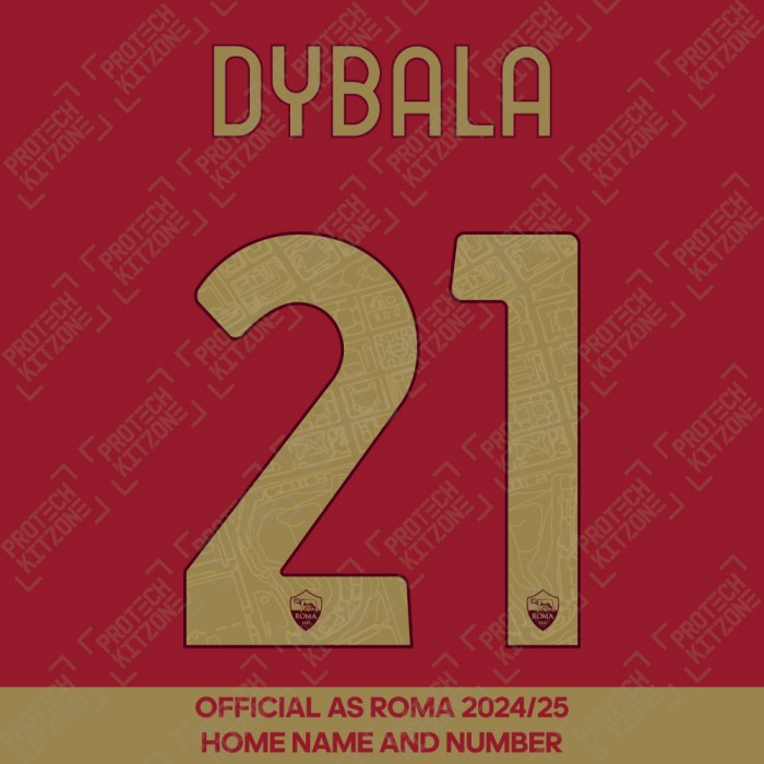 Dybala 21 - (Official AS Roma FC 2024/25 Home Name and Numbering)