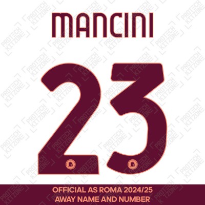 Mancini 23 - (Official AS Roma FC 2024/25 Away Name and Numbering)