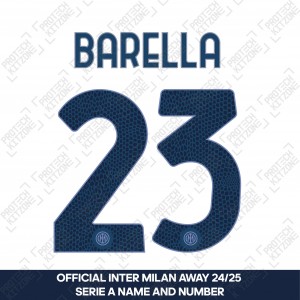 Barella 23 - Official Inter Milan 2024/25 Away Name and Numbering 