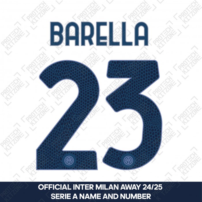Barella 23 - Official Inter Milan 2024/25 Away Name and Numbering 