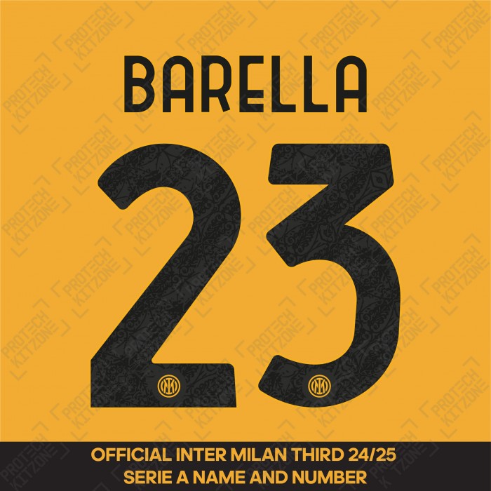 Barella 23 - Official Inter Milan 2024/25 Third Name and Numbering 
