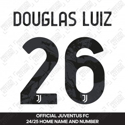 Douglas Luiz 26 (Official Juventus 2024/25 Home/Away Name and Numbering)
