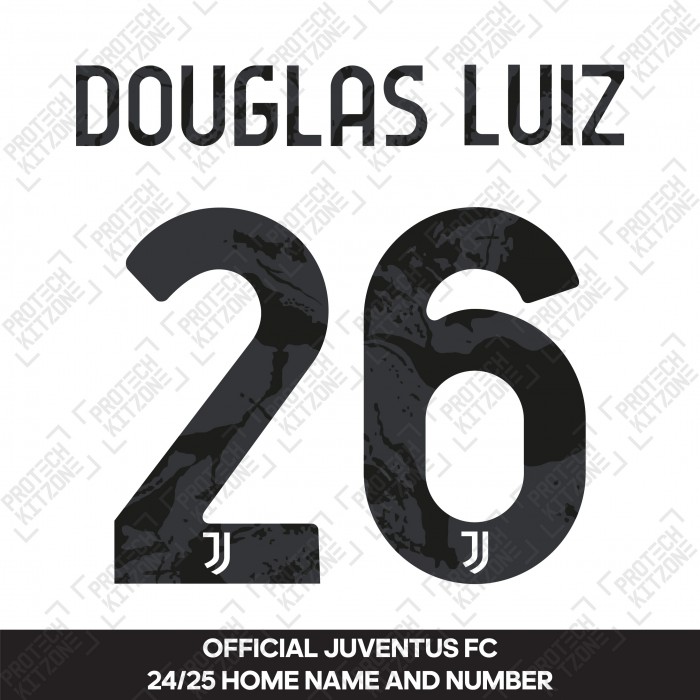 Douglas Luiz 26 (Official Juventus 2024/25 Home/Away Name and Numbering)