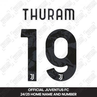 Thuram 19 (Official Juventus 2024/25 Home/Away Name and Numbering)