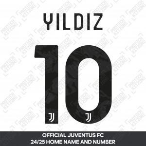 Yildiz 10 (Official Juventus 2024/25 Home/Away Name and Numbering)