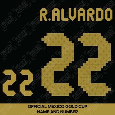 R. Alvarado 22 - Official Mexico Gold Cup Name and Numbering 