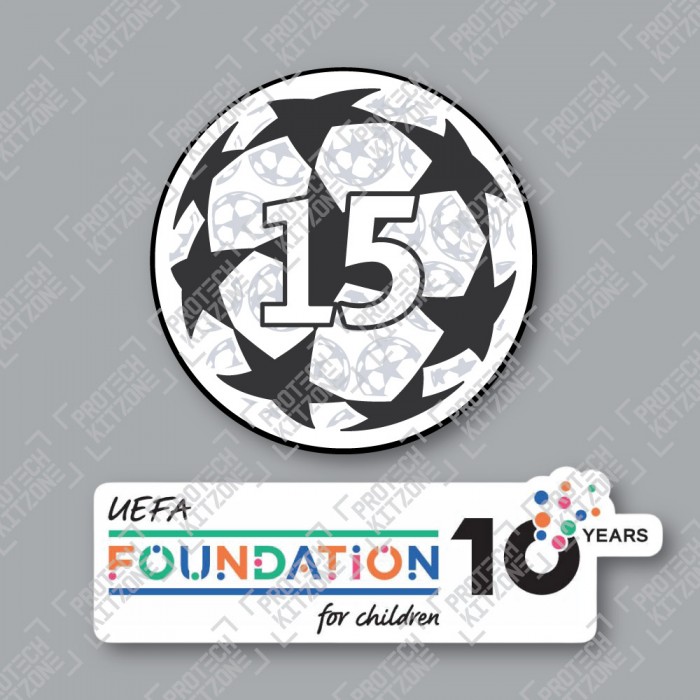 Official Sporting iD UEFA UCL Starball BOH15 + UEFA Foundation 10yr Anniversary Badge Set