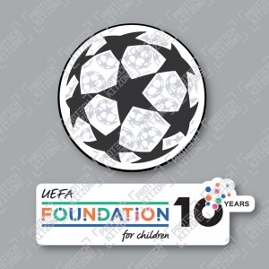 Official Sporting iD UEFA UCL Starball + UEFA Foundation 10yr Anniversary Badge Set