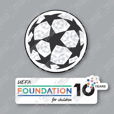 Official Sporting iD UEFA UCL Starball + UEFA Foundation 10yr Anniversary Badge Set
