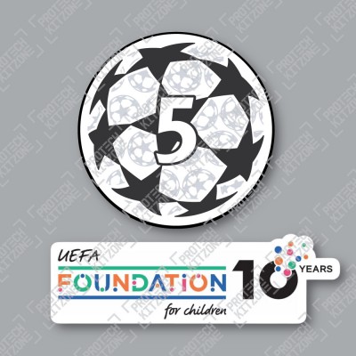 Official Sporting iD UEFA UCL Starball BOH5 + UEFA Foundation 10yr Anniversary Badge Set