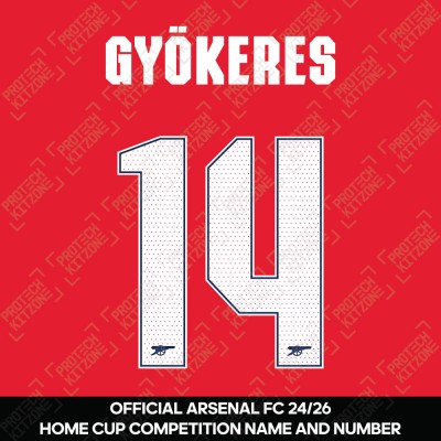 Gyökeres 14 - Official Arsenal 2024/26 Home Club Name and Numbering