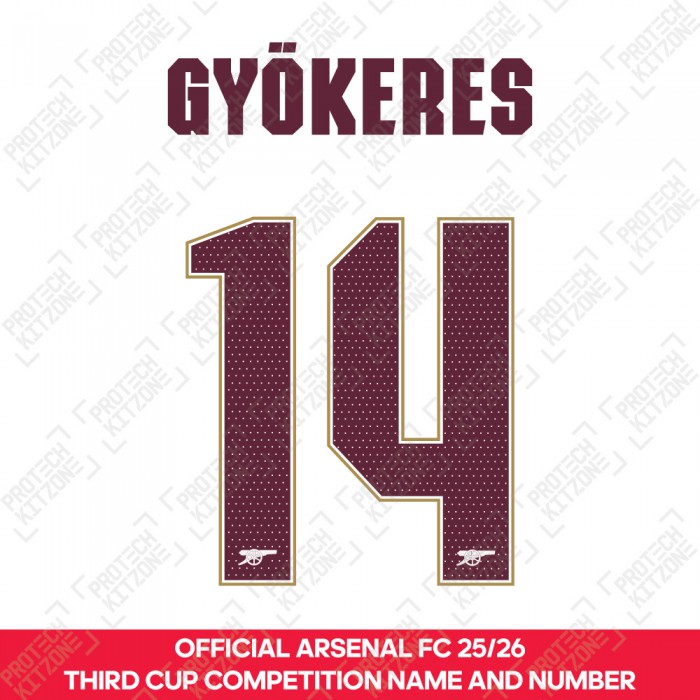 Gyökeres 14- Official Arsenal 2025/26 Third Club Name and Numbering