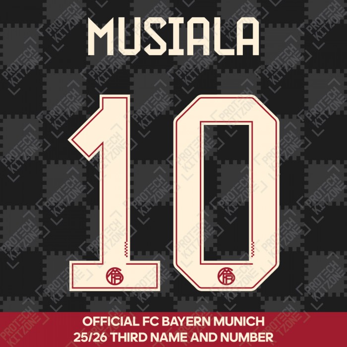 Musiala 10 - Official Bayern Munich 2025/26 Third Name and Numbering