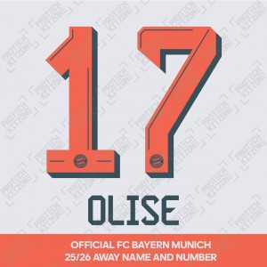 Olise 17 - Official Bayern Munich 2025/26 Away Name and Numbering