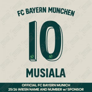 Musiala 10 - Official Bayern Munich 2025/26 Wiesn Name and Numbering w/ Sponsor