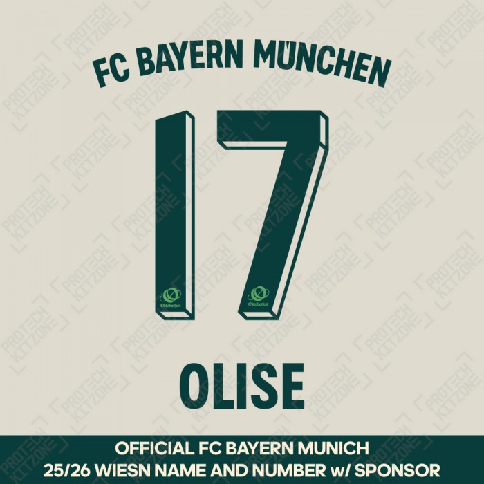 Olise 17 - Official Bayern Munich 2025/26 Wiesn Name and Numbering w/ Sponsor