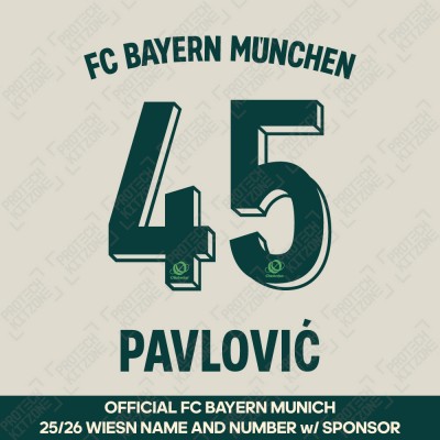 Pavlović 45 - Official Bayern Munich 2025/26 Wiesn Name and Numbering w/ Sponsor