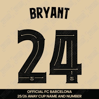Bryant 24 (Official FC Barcelona 2025/26 Away Name & Numbering - Cup / Play Version) 