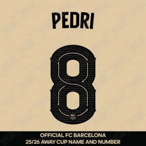 Pedri 8 (Official FC Barcelona 2025/26 Away Name & Numbering - Cup / Play Version) 