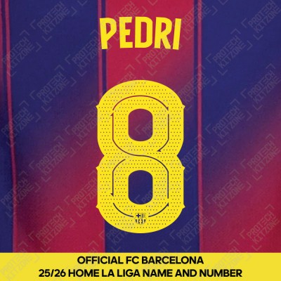 Pedri 8 (Official FC Barcelona 2025/26 Home Name & Numbering - Cup / Play Version) 