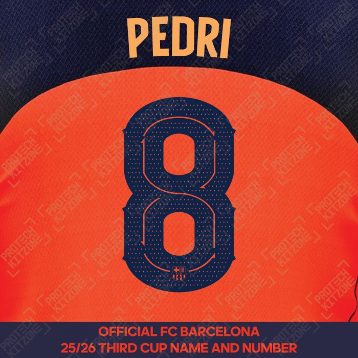 Pedri 8 (Official FC Barcelona 2025/26 Third Name & Numbering - Cup / Play Version) 