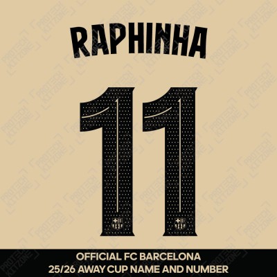 Raphinha 11 (Official FC Barcelona 2025/26 Away Name & Numbering - Cup / Play Version) 