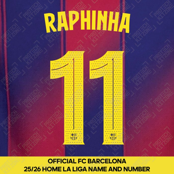 Raphinha 11 (Official FC Barcelona 2025/26 Home Name & Numbering - Cup / Play Version) 