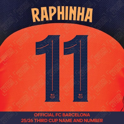 Raphinha 11 (Official FC Barcelona 2025/26 Third Name & Numbering - Cup / Play Version) 
