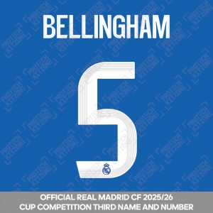 Bellingham 5 (Official Real Madrid CF 2025/26 Third Cup Competition Name and Numbering)